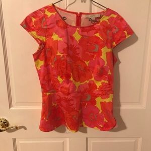 LOFT floral peplum top size 2